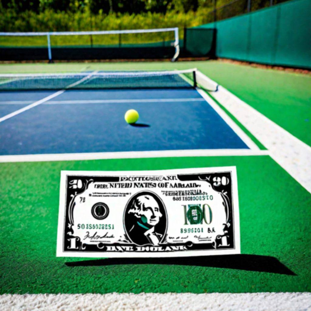 Tennis betting court with money