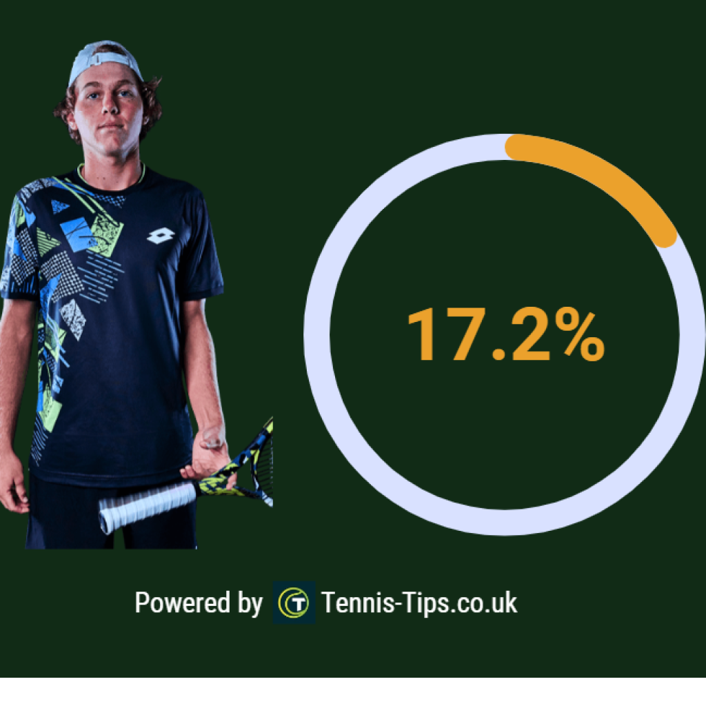 graphic by tennis tips uk showing the probability of Michelsen beating Zverev