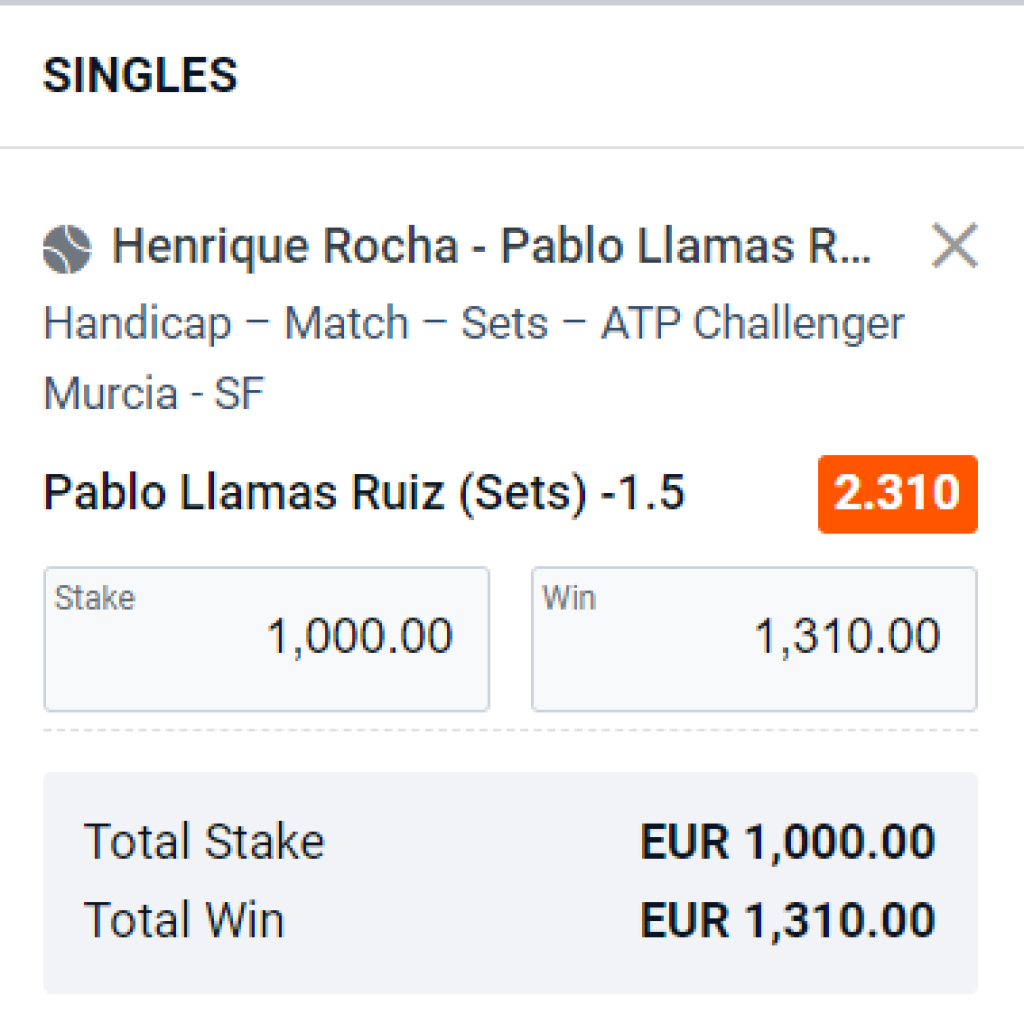 Rocha vs Llamas Ruiz Free Tips betslip for Challenger Murcia Open 2024