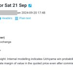 Email tennis betting tips for Sat 21 Sep 2024