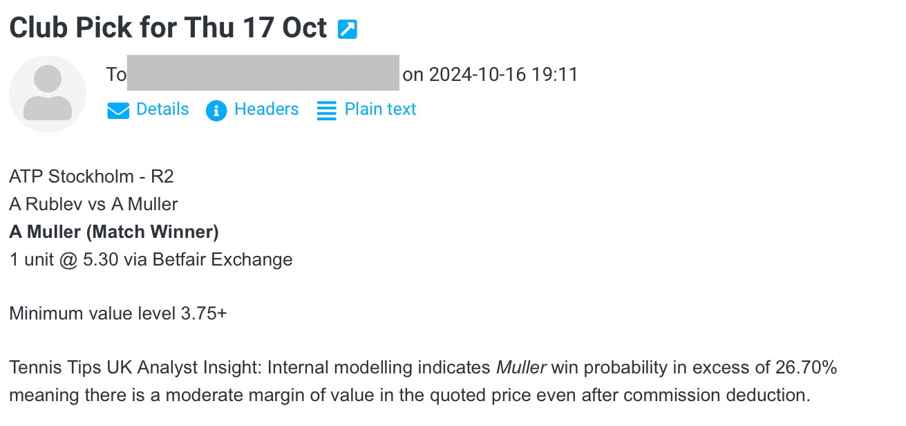 -$1000 for Thu 17 Oct | Club P/L Report