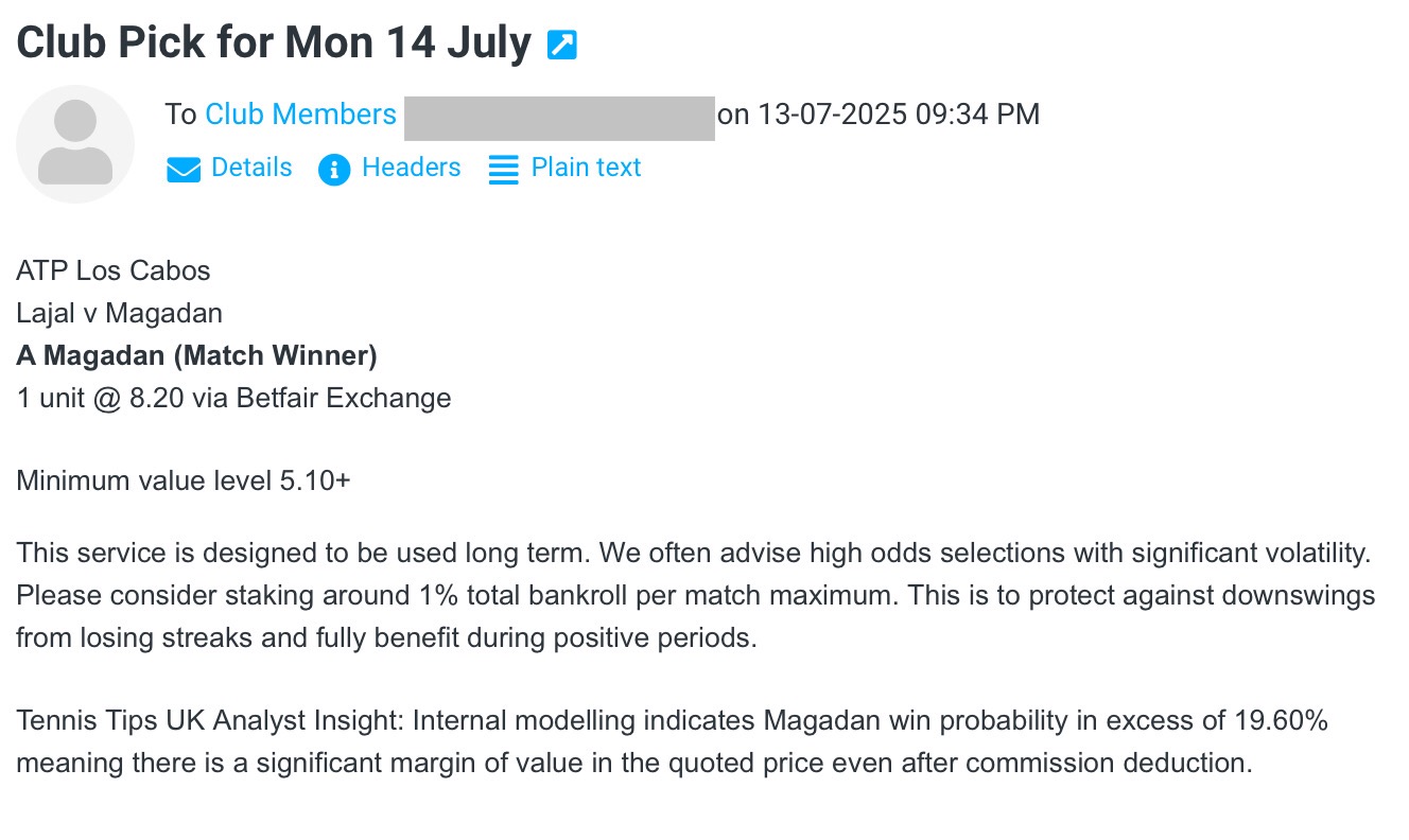 ✅ WON @ 8.20 (+720) | A Magadan | ATP Los Cabos