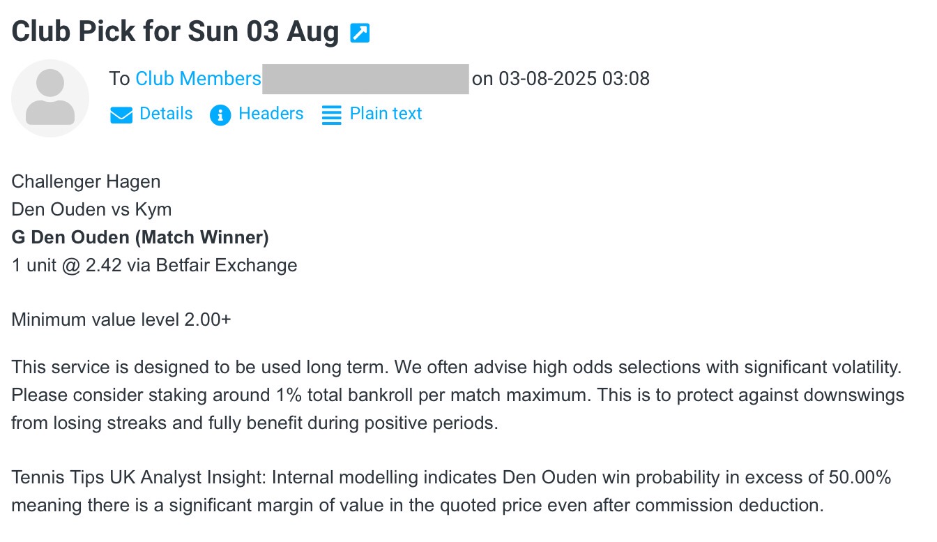 ✅ WON @ 2.42 – G Den Ouden – Challenger Hagen