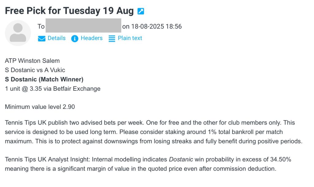 Free Pick for Dostanic vs Vukic | ATP Winston Salem Betting Tips - Tue 19 August 2025 Prediction EMAIL