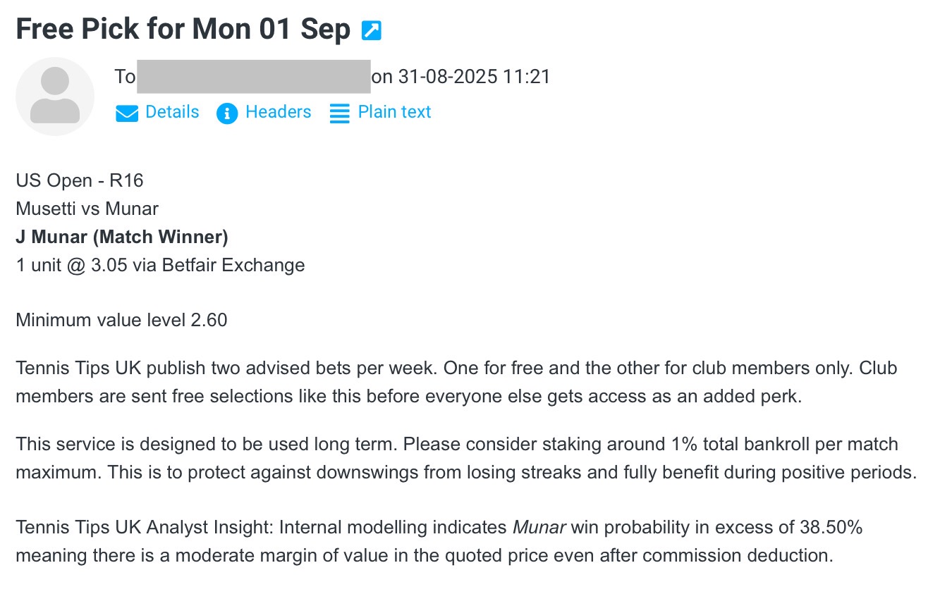 Free Betting Pick for Musetti vs Munar | US Open R16 Tips – Mon 01 September 2025 Prediction