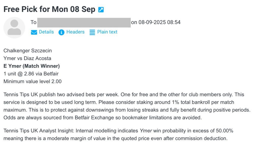 Free Tips for Ymer vs Diaz Acosta | Szczecin Challenger R1 – Mon 08 September 2025 Betting Prediction for Tennis Tips UK article