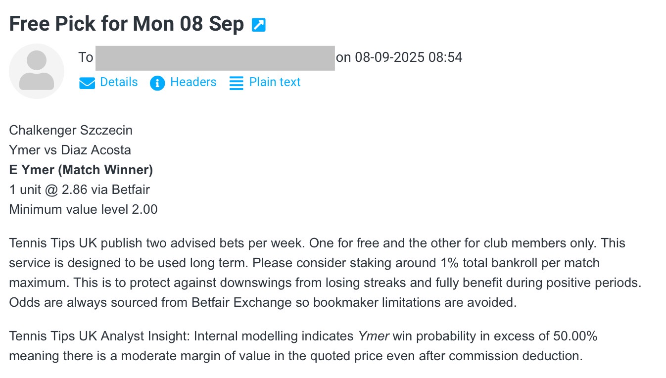 Free Tips for Ymer vs Diaz Acosta | Szczecin Challenger R1 – Mon 08 September 2025 Betting Prediction for Tennis Tips UK article