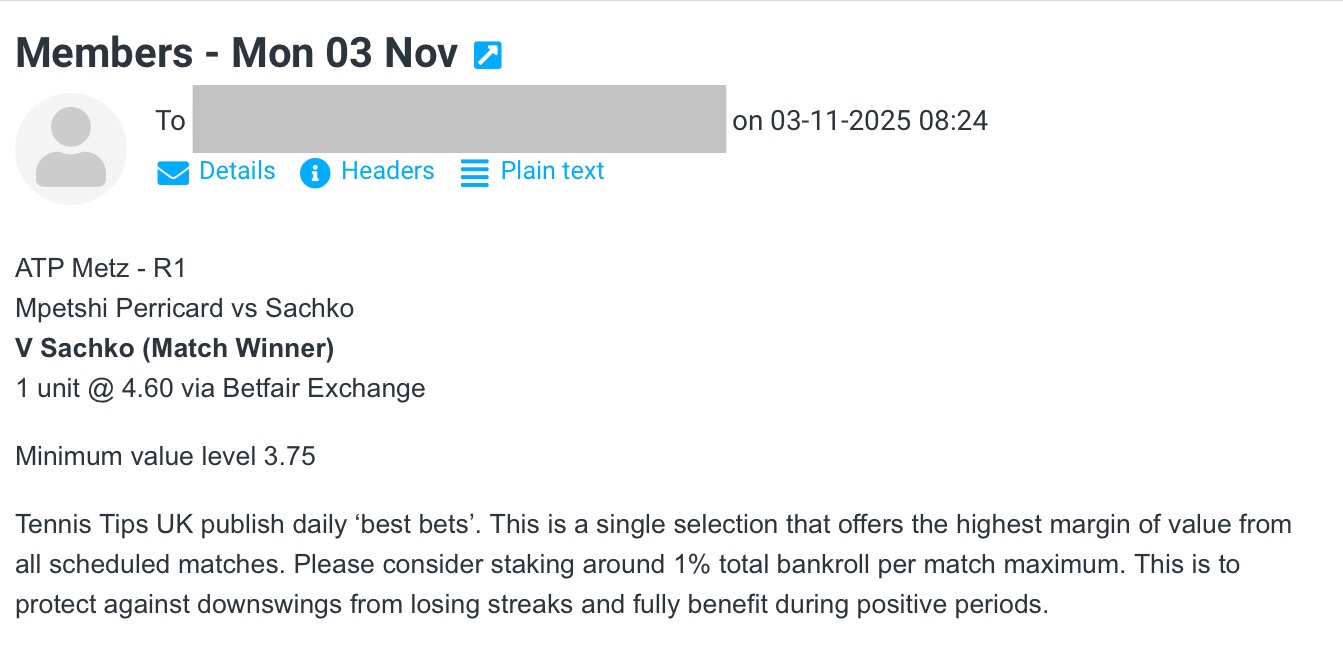 ✅ WON @ 4.60 | V Sachko | ATP Metz Betting tips