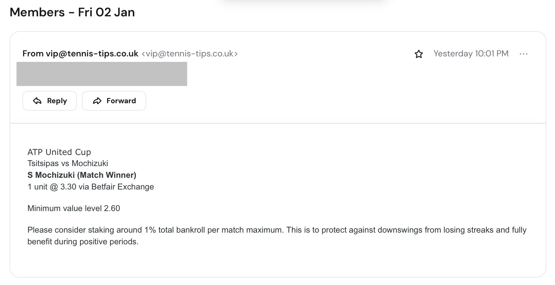 ❌ LOST @ 3.30 | S Mochizuki to beat S Tsitsipas | ATP United Cup betting tips