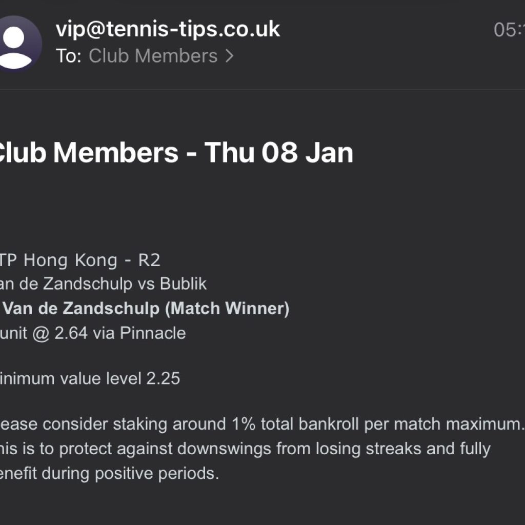 ❌ LOST @ 2.64 | Van de Zandschulp to beat Bublik | ATP Hong Kong email betting tips