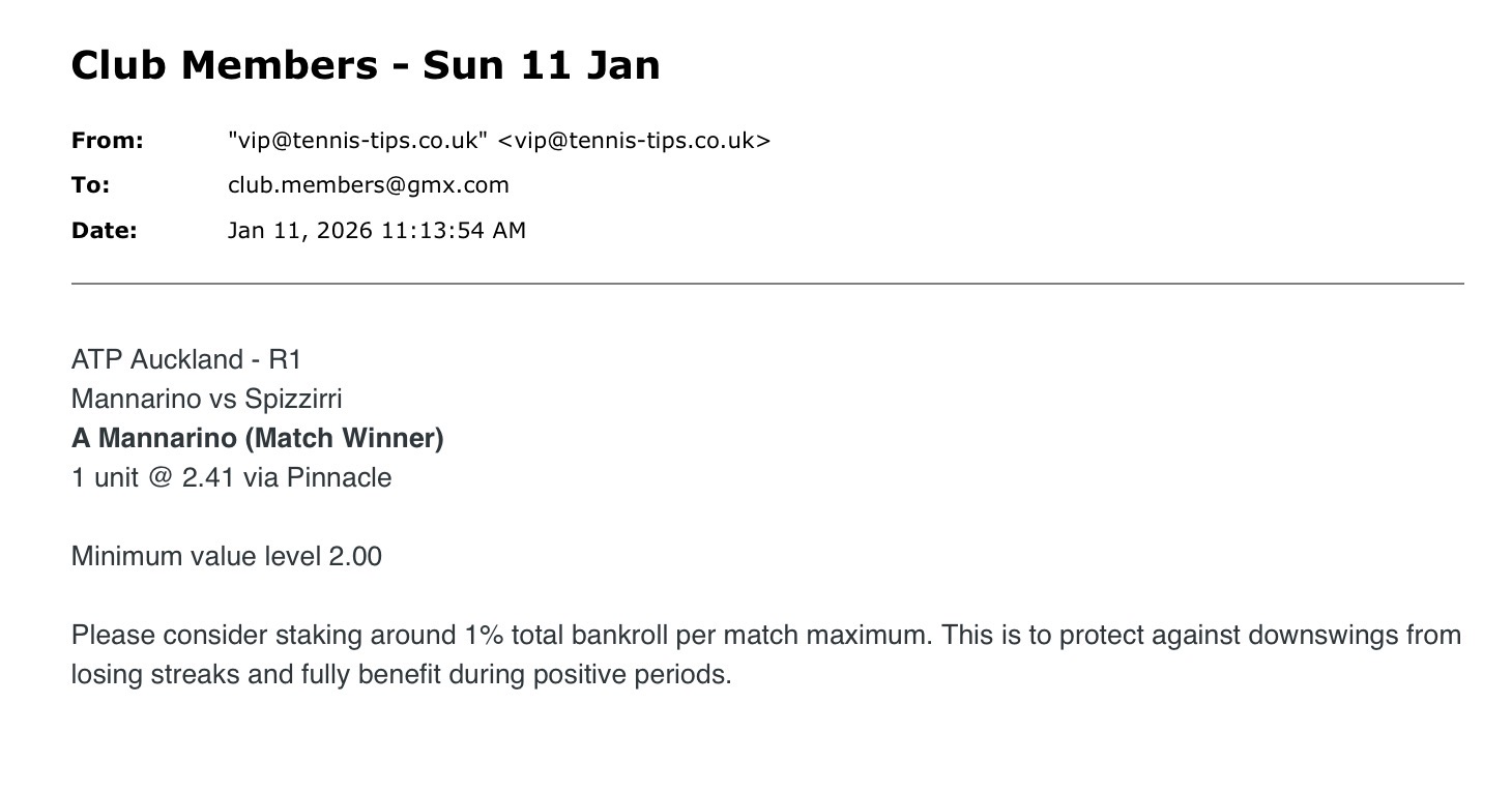 ❌ LOST @ 2.41 | Mannarino to beat Spizzirri | ATP Auckland betting tips