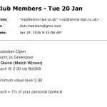  ✅ WON @ 2.30 | Quinn to beat Griekspoor | Australian Open