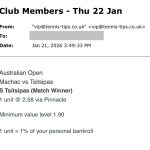 ❌ LOST @ 2.58 | Tsitsipas to beat Machac | Australian Open tips