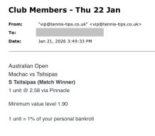 ❌ LOST @ 2.58 | Tsitsipas to beat Machac | Australian Open tips