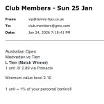 ✅ WON @ 2.89 | Tien to beat Medvedev | Australian Open betting tips