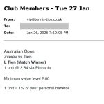 ✅ WON @ 2.84 | Tien to beat Zverev | Australian Open tips