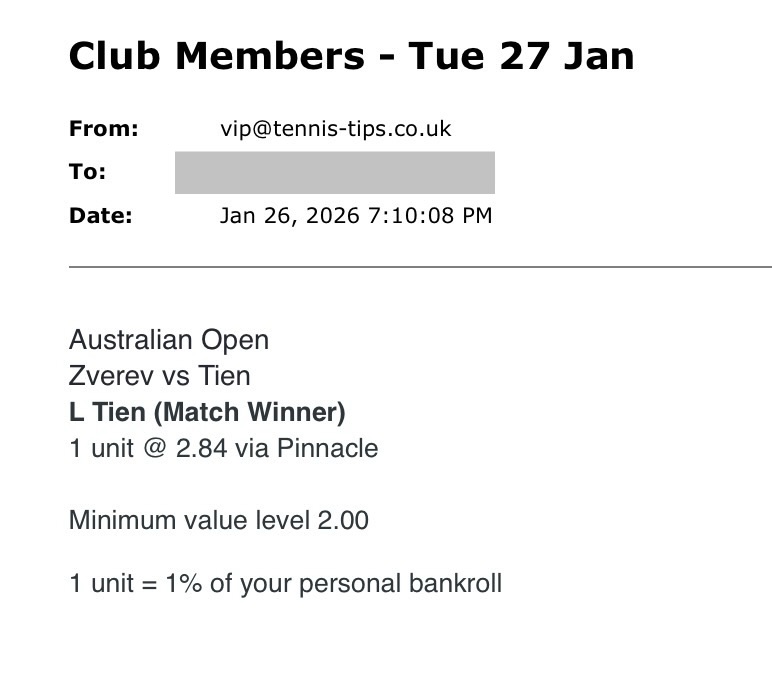 ✅ WON @ 2.84 | Tien to beat Zverev | Australian Open tips