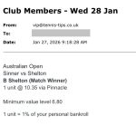 ❌ LOST @ 10.35 | Shelton to beat Sinner | Australian Open