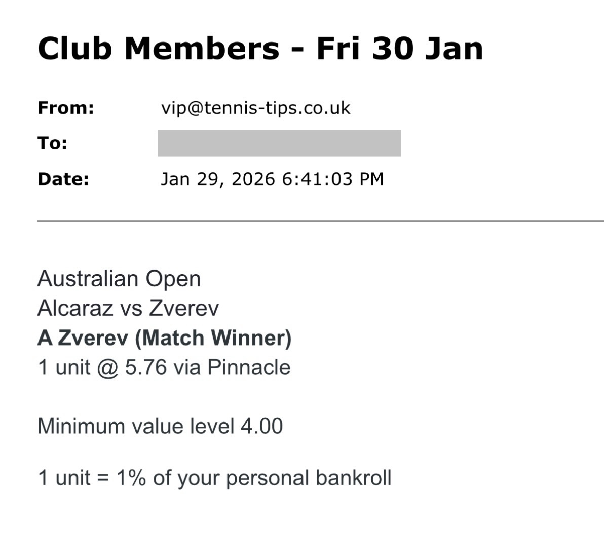 ❌ LOST @ 5.76 | Zverev to beat Alcaraz | Australian Open Betting Pick