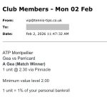 ✅ WON @ 2.30 | Gea to beat Mpetshi Perricard | ATP Montpellier