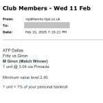 ❌ LOST @ 3.04 | Giron to beat Fritz | ATP Dallas