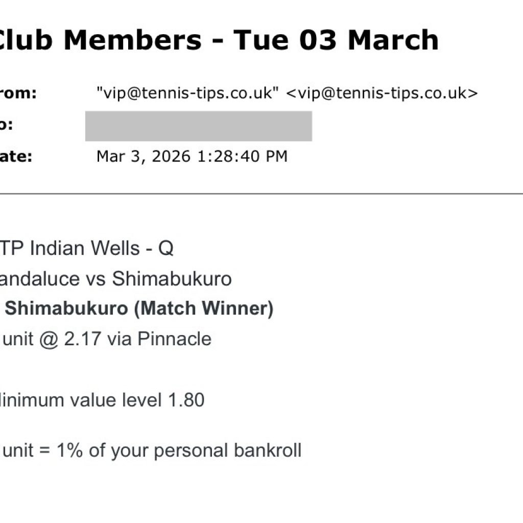 ✅ WON @ 2.17 | Shimabukuro to beat Landaluce | ATP Indian Wells email pick
