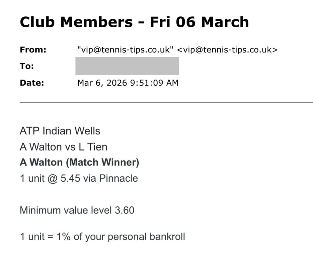 ❌ LOST @ 5.45 | Walton to beat Tien | ATP Indian Wells
