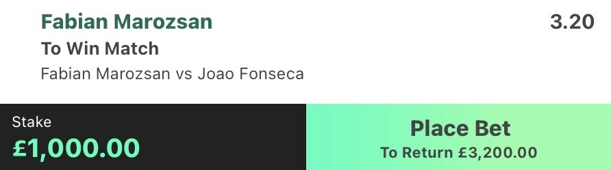 ❌ LOST @ 3.20 | Marozsan to beat Fonseca | ATP Miami odds
