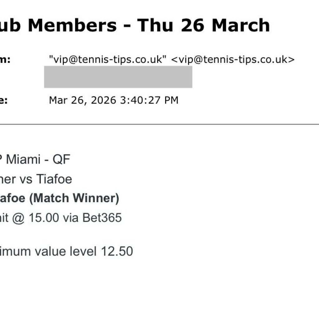 Screenshot from the F Tiafoe tennis betting report