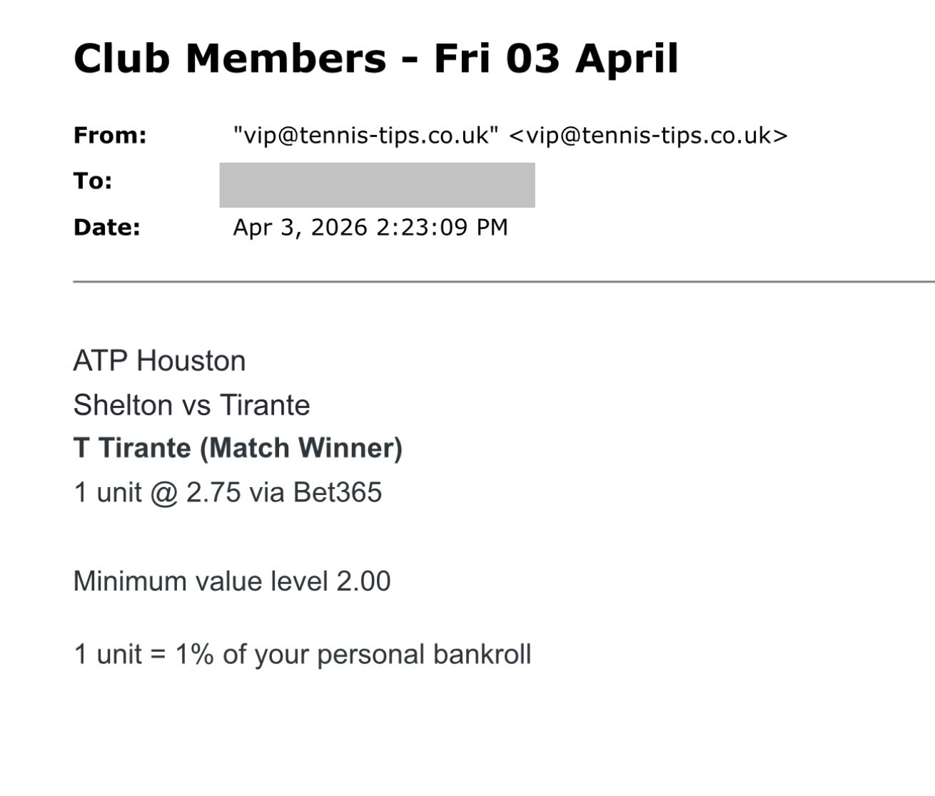 ✅ WON @ 2.75 | Tirante to beat Shelton | ATP Houston