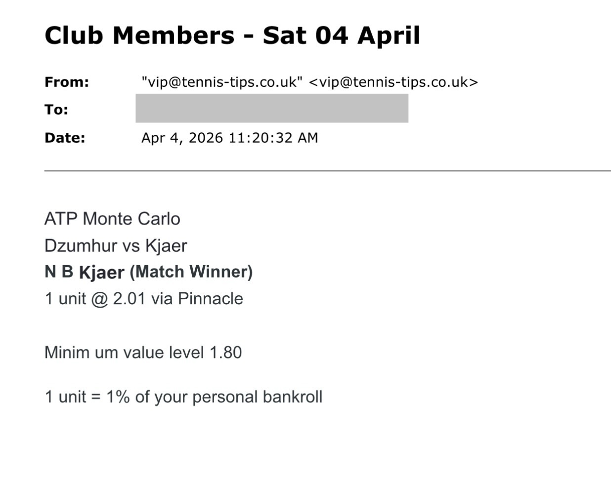 ❌ LOST @ 2.01 | Kjaer to beat Dzumhur | ATP Monte Carlo betting tips