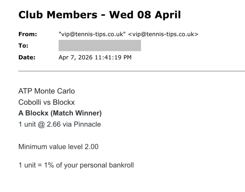 ✅ WON @ 2.66 | Blockx to beat Cobolli | ATP Monte Carlo betting tips