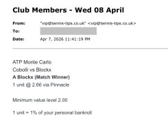 ✅ WON @ 2.66 | Blockx to beat Cobolli | ATP Monte Carlo betting tips