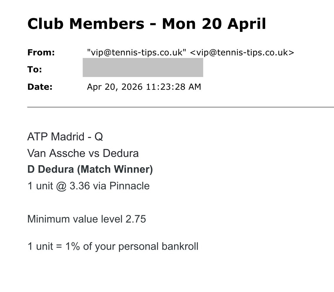 ✅ WON @ 3.36 | Dedura to beat Van Assche | ATP Madrid