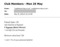 ➖ VOID @ 2.03 – Kypson to beat Van Assche | French Open Tips