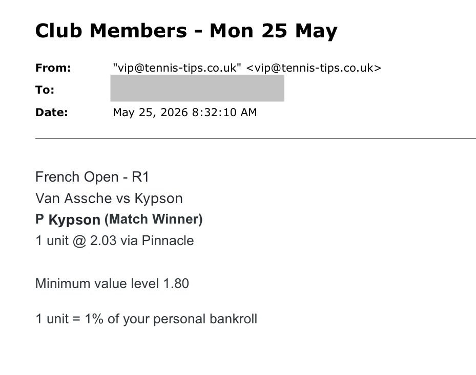 ➖ VOID @ 2.03 – Kypson to beat Van Assche | French Open Tips