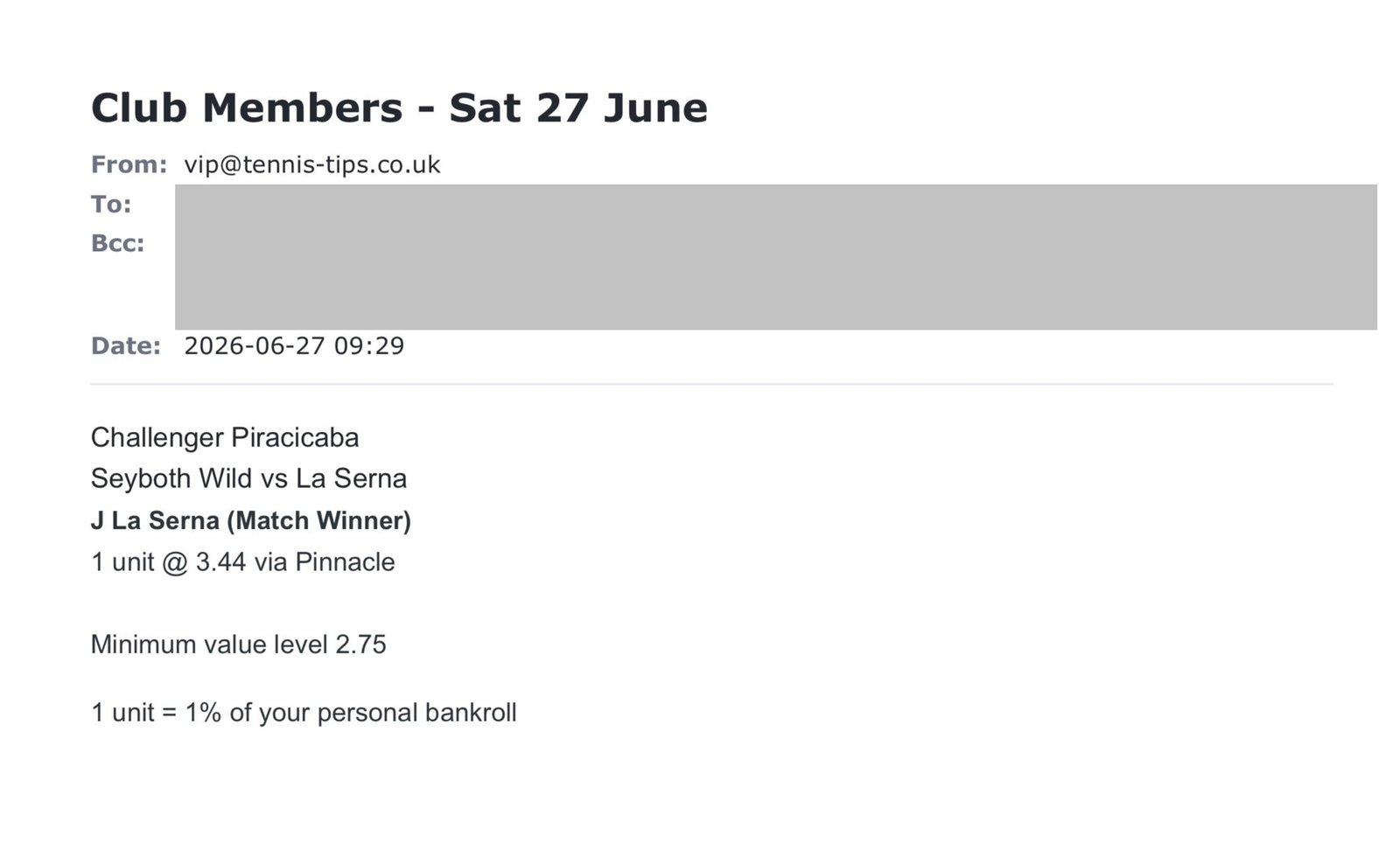 ❌ LOST @ 3.44 – La Serna to beat Seyboth Wild | Challenger Piracicaba