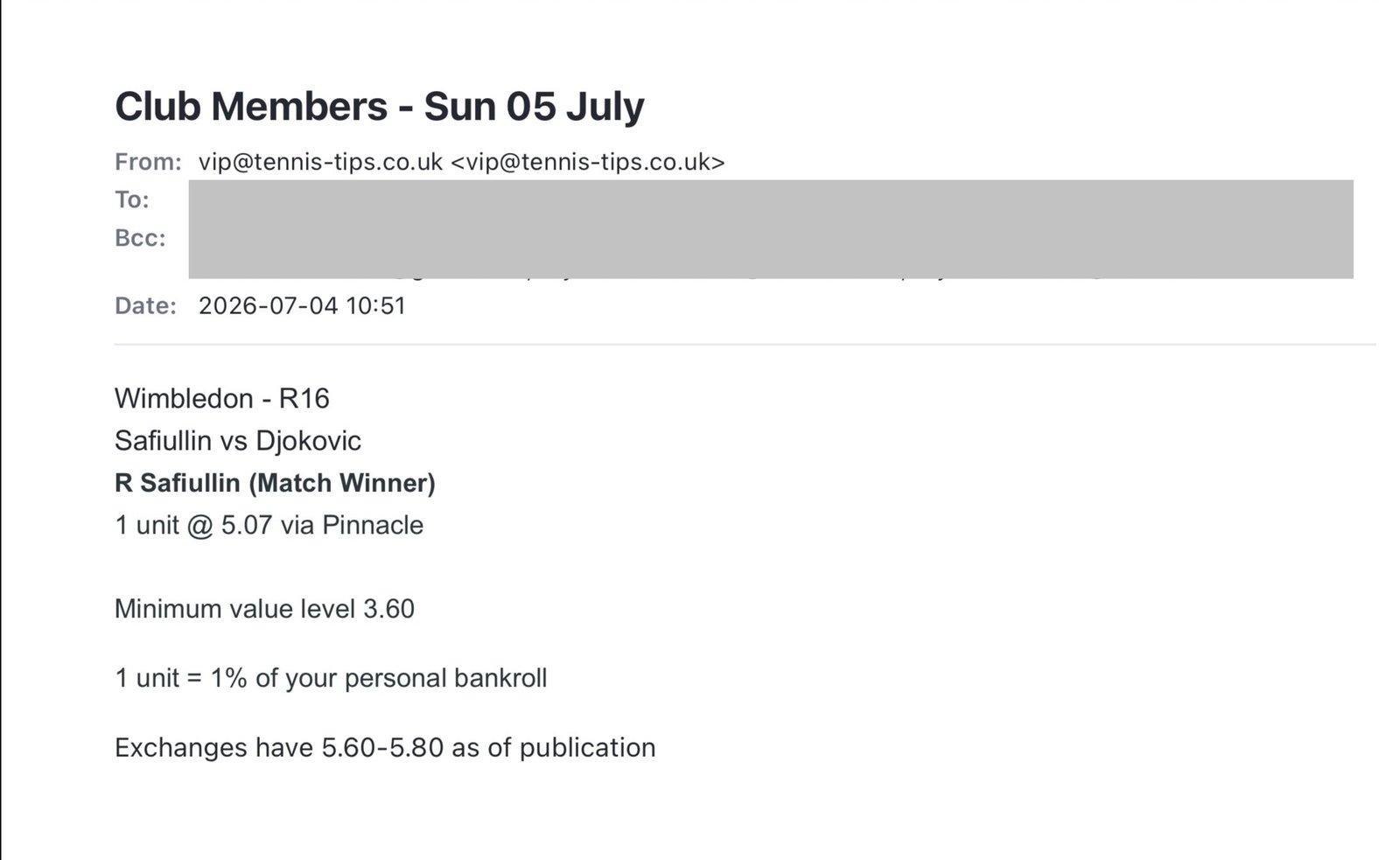 ❌ LOST @ 5.07 – Safiullin to beat Djokovic | Wimbledon tips