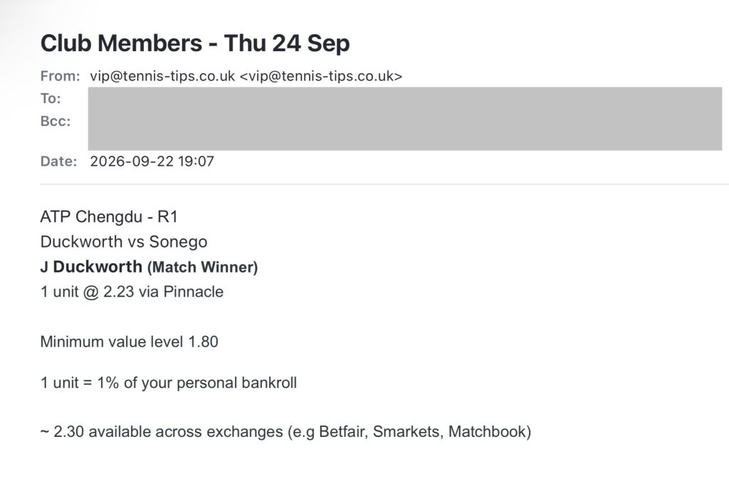 Screenshot from the J Duckworth tennis betting report