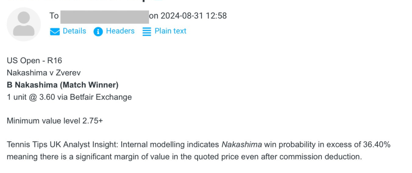 -$1000 for Sun 01 Sep 2024 | Club P/L Report (B Nakashima @ 3.60)