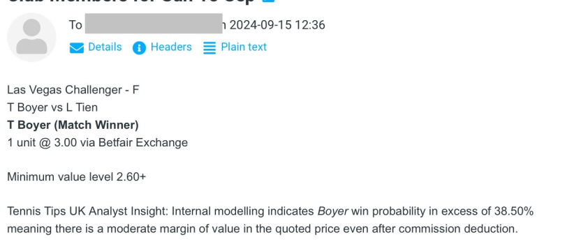 -$1000 for Sun 15 Sep 2024 | Club P/L Report