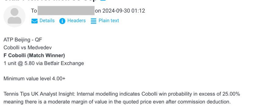 -$1000 for Mon 30 Sep 2024 | Club P/L Report