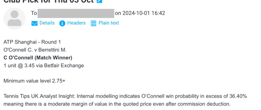 -$1000 for Thu 03 Oct 2024 | Club P/L Report