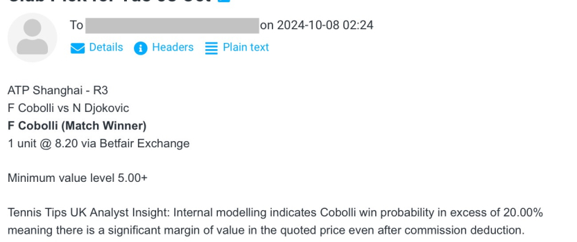-$1000 for Tue 08 Oct | Club P/L Report